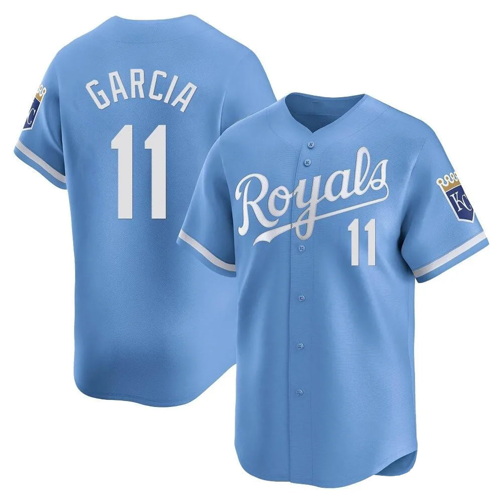 Pouc KC.Royals #11 Maikel Garcia Player Light Blue Alt Limited Home Stitched Jerseys