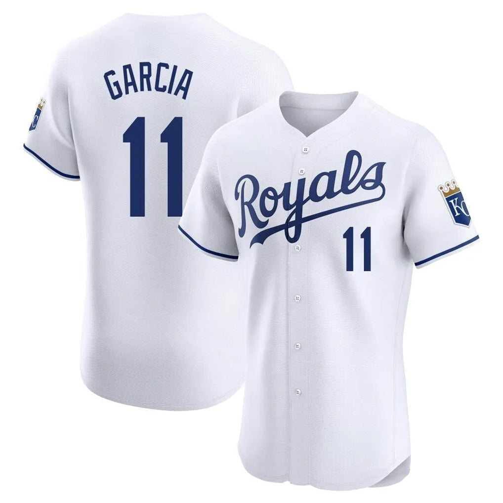 Pouc KC.Royals #11 Maikel Garcia Player White Alt Limited Elite Home Stitched Jerseys