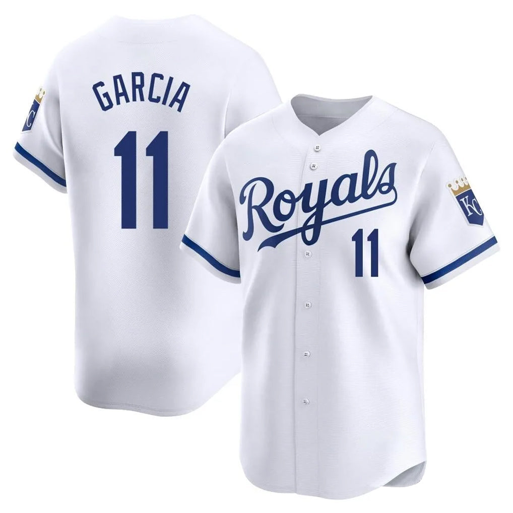 Pouc KC.Royals #11 Maikel Garcia Player White Alt Limited Home Stitched Jerseys