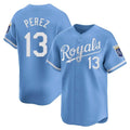 Pouc KC.Royals #13 Salvador Perez Player Light Blue Alt Limited Home Stitched Jerseys