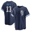 Pouc KC.Royals #13 Salvador Perez Player Navy City Connect Home Game Stitched Jerseys