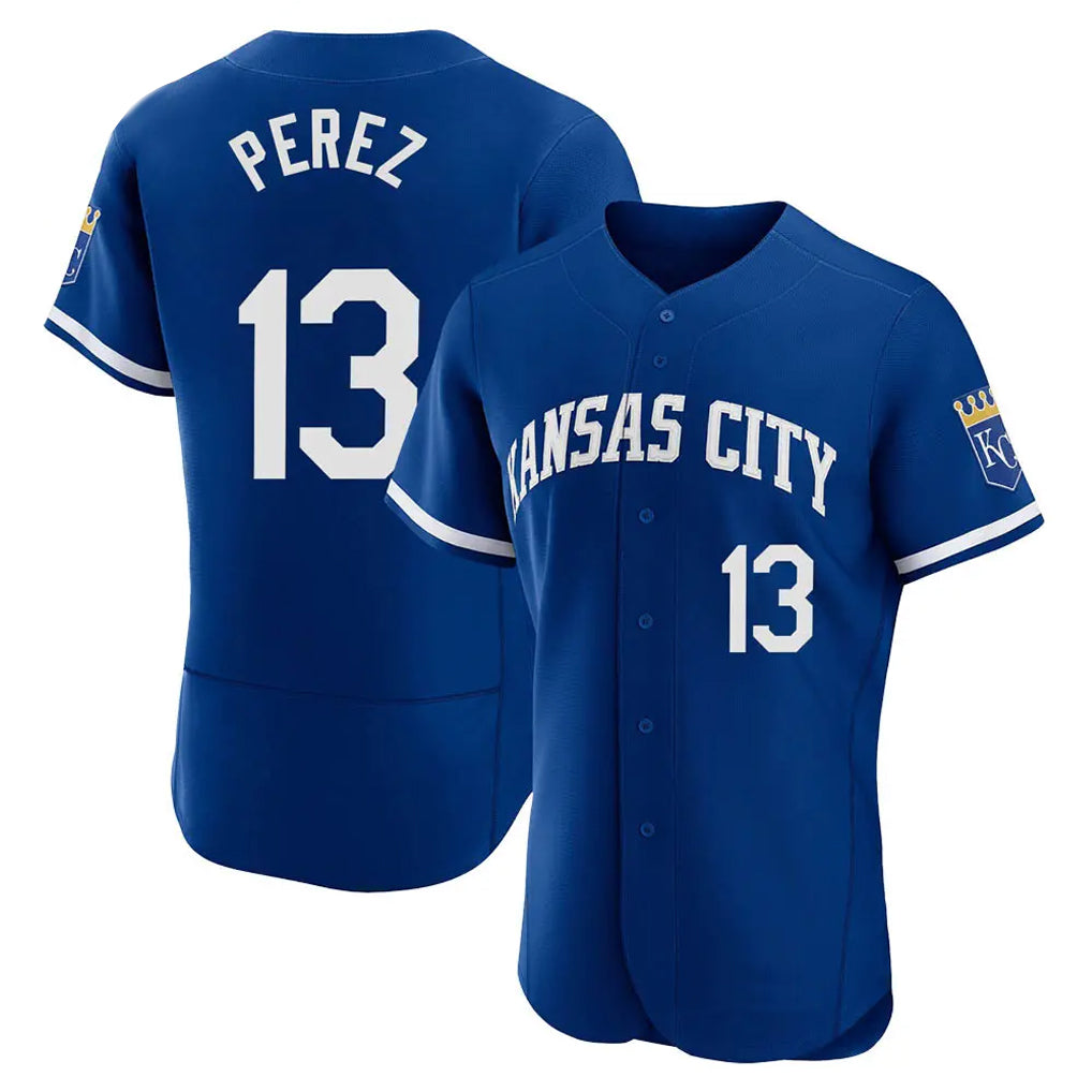 Pouc KC.Royals #13 Salvador Perez Player Royal City Connect Limited Elite Home Game Stitched Jerseys