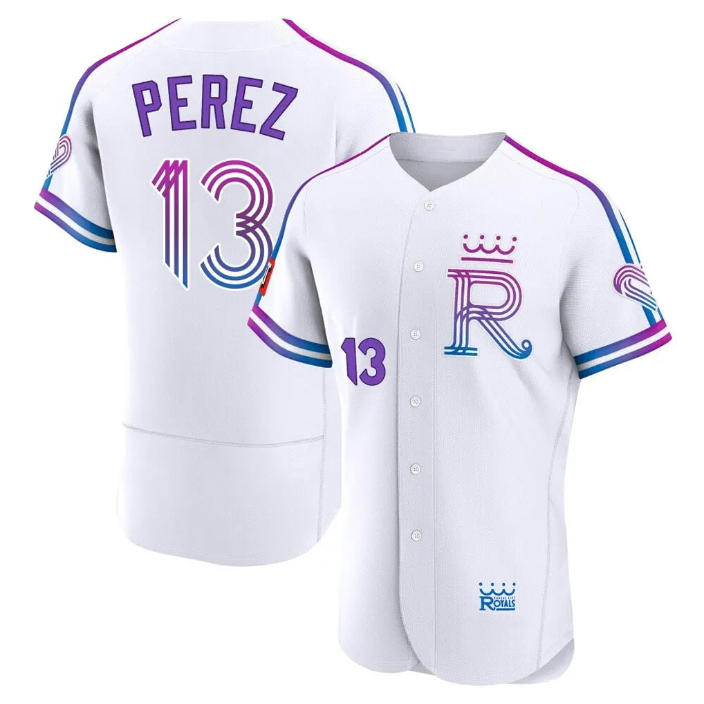 Pouc KC.Royals #13 Salvador Perez Player White 2026 City Connect Limited Elite Home Stitched Jerseys
