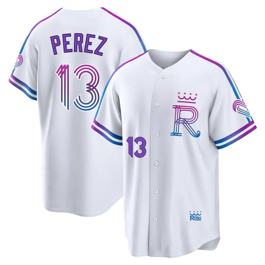 Pouc KC.Royals #13 Salvador Perez Player White 2026 City Connect Limited Home Stitched Jerseys