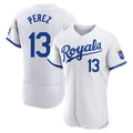 Pouc KC.Royals #13 Salvador Perez Player White Limited Elite Home Game Stitched Jerseys
