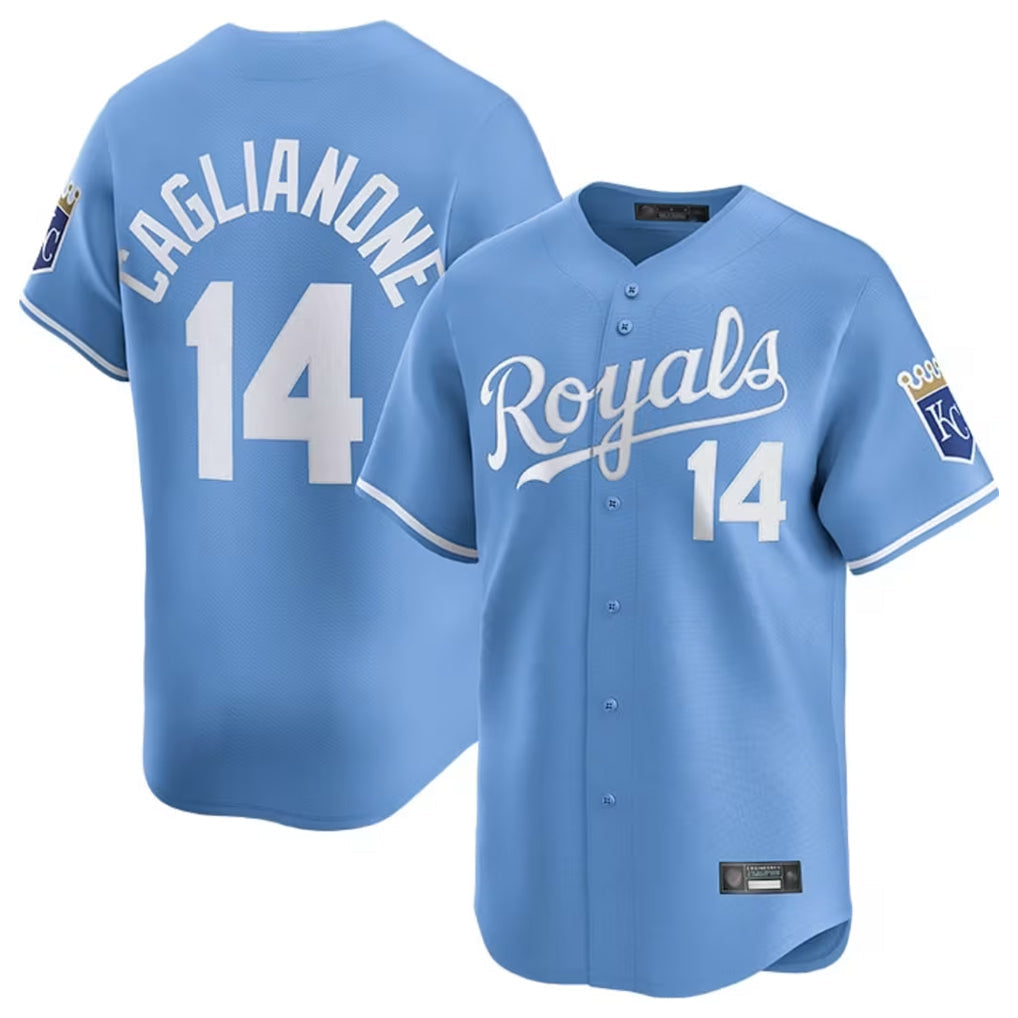 Pouc KC.Royals #14 Jac Caglianone Player Light Blue Alt Limited Home Stitched Jerseys
