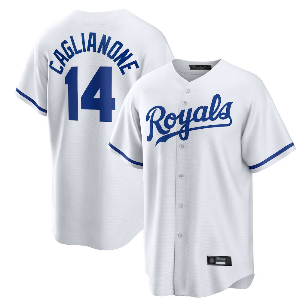 Pouc KC.Royals #14 Jac Caglianone Player White Home Game Stitched Jerseys