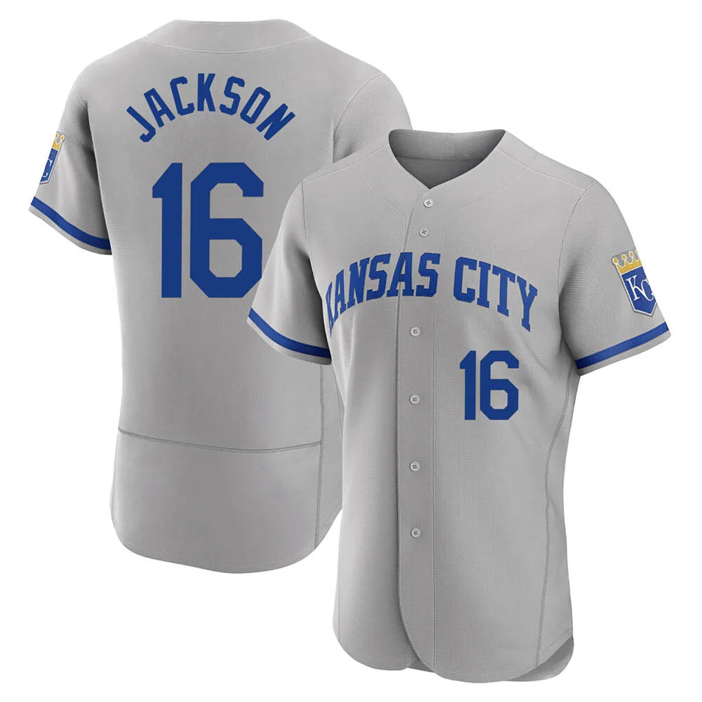 Pouc KC.Royals #16 Bo Jackson Player Gray Limited Elite Home Game Stitched Jerseys
