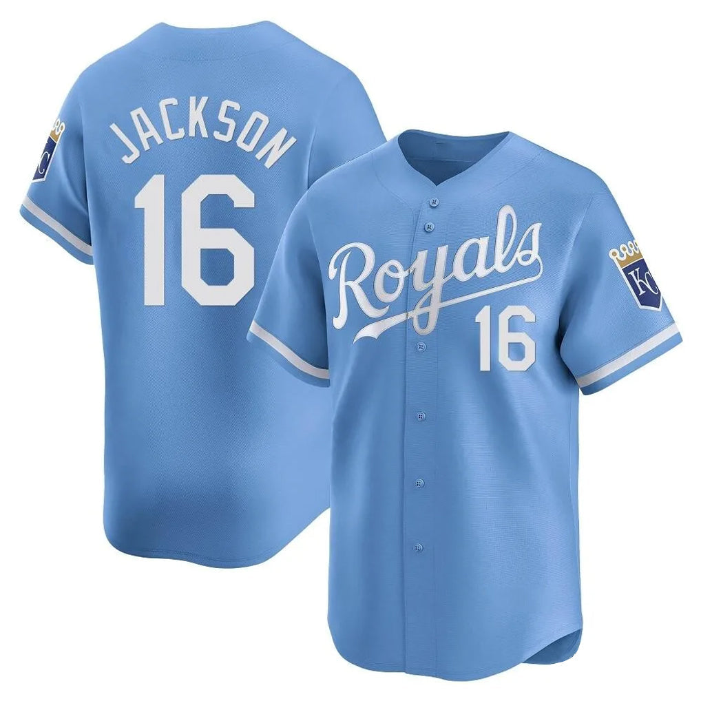 Pouc KC.Royals #16 Bo Jackson Player Light Blue Alt Limited Home Stitched Jerseys