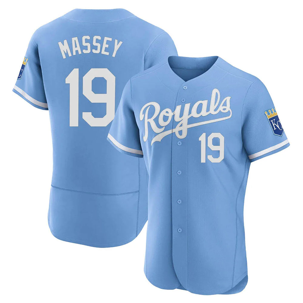 Pouc KC.Royals #19 Michael Massey Player Light Blue Alt Limited Elite Home Stitched Jerseys