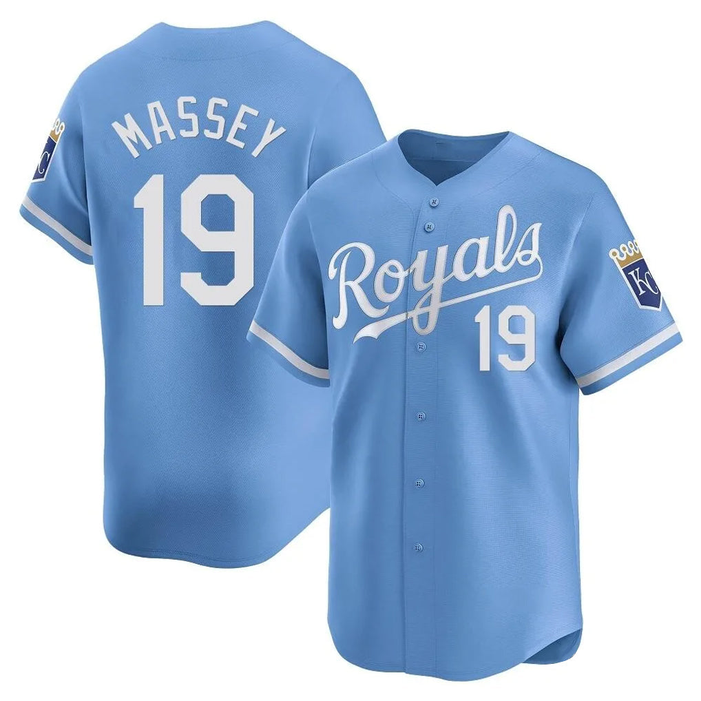Pouc KC.Royals #19 Michael Massey Player Light Blue Alt Limited Home Stitched Jerseys