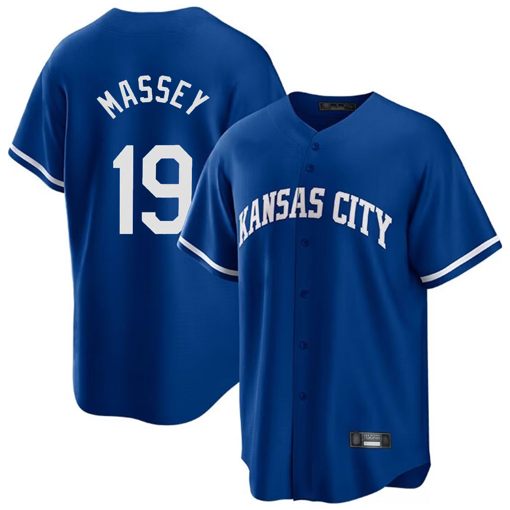 Pouc KC.Royals #19 Michael Massey Player Royal Game Home Stitched Jerseys