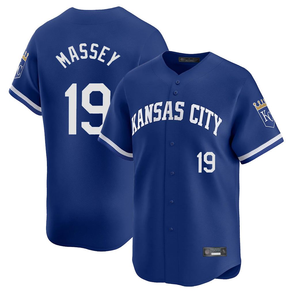 Pouc KC.Royals #19 Michael Massey Player Royal Limited Home Stitched Jerseys