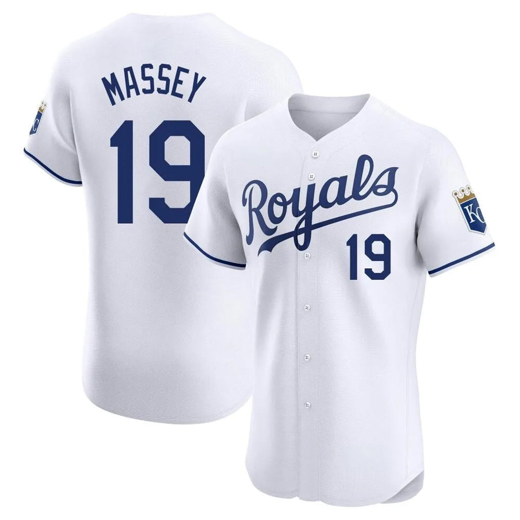Pouc KC.Royals #19 Michael Massey Player White Alt Limited Elite Home Stitched Jerseys