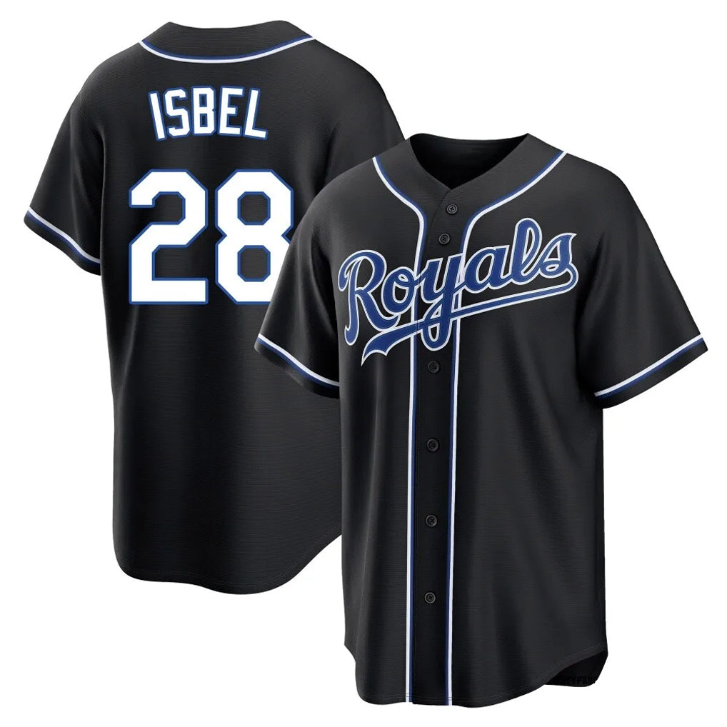 Pouc KC.Royals #28 Kyle Isbel Player Black Carbon Fashion Home Game Stitched Jerseys