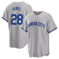 Pouc KC.Royals #28 Kyle Isbel Player Gray Game Home Stitched Jerseys