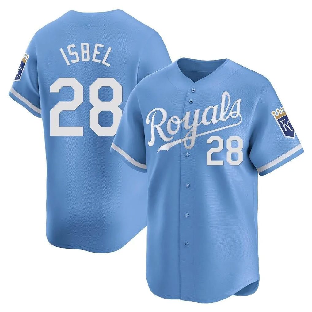 Pouc KC.Royals #28 Kyle Isbel Player Light Blue Alt Limited Home Stitched Jerseys