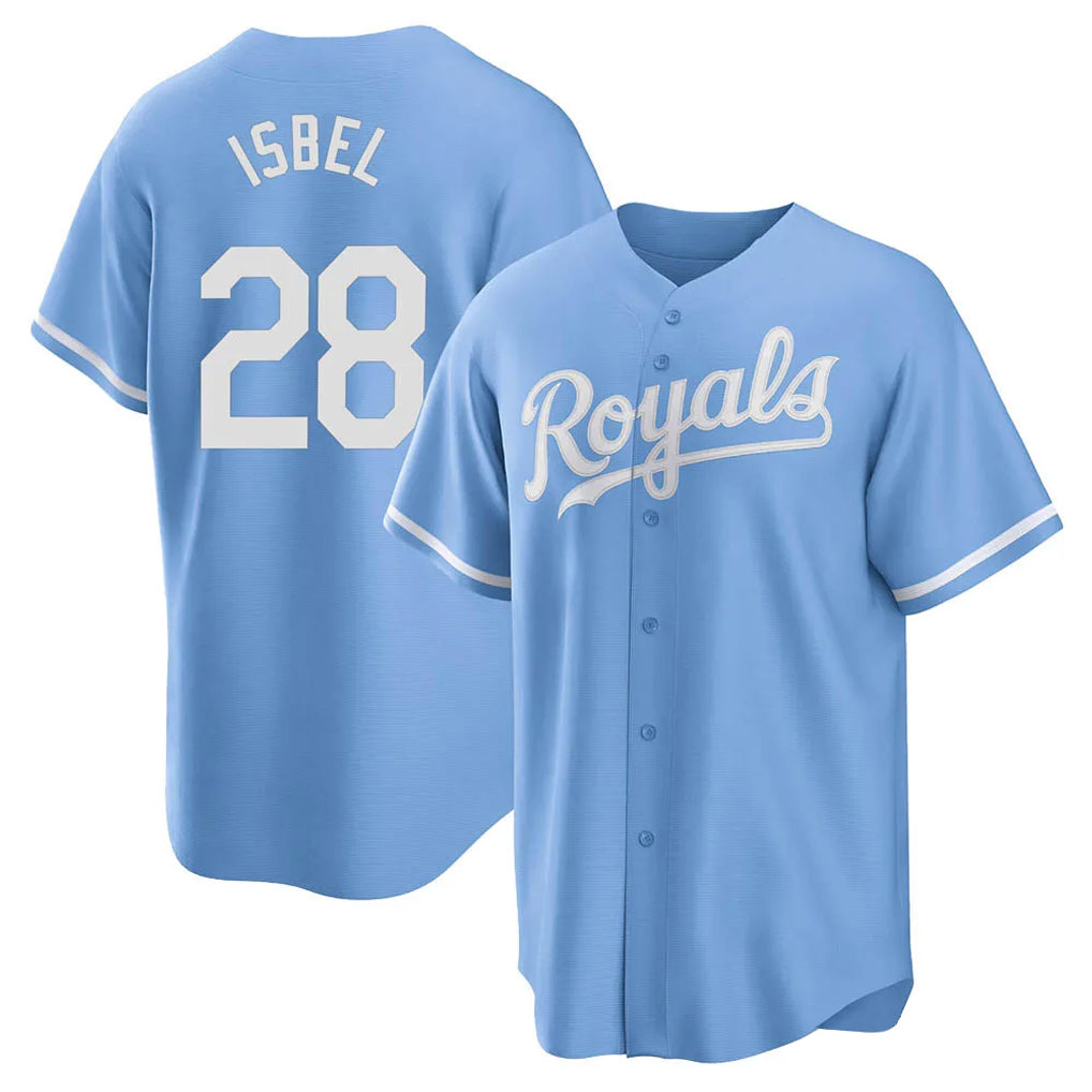 Pouc KC.Royals #28 Kyle Isbel Player Light Blue Home Game Stitched Jerseys