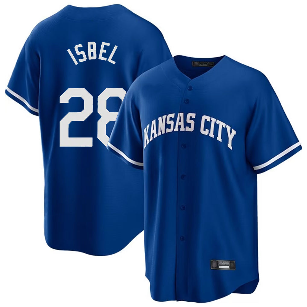 Pouc KC.Royals #28 Kyle Isbel Player Royal Game Home Stitched Jerseys