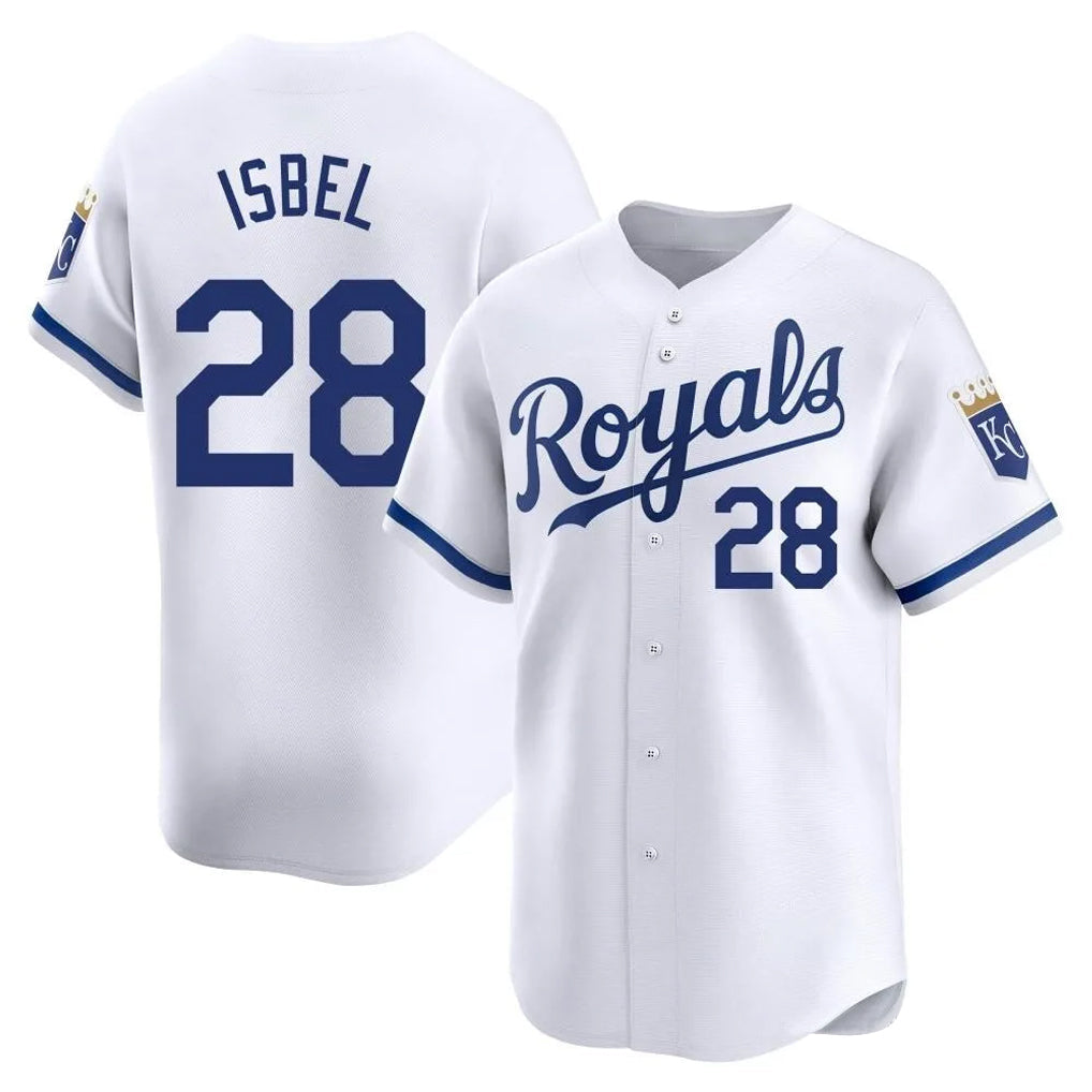 Pouc KC.Royals #28 Kyle Isbel Player White Alt Limited Home Stitched Jerseys