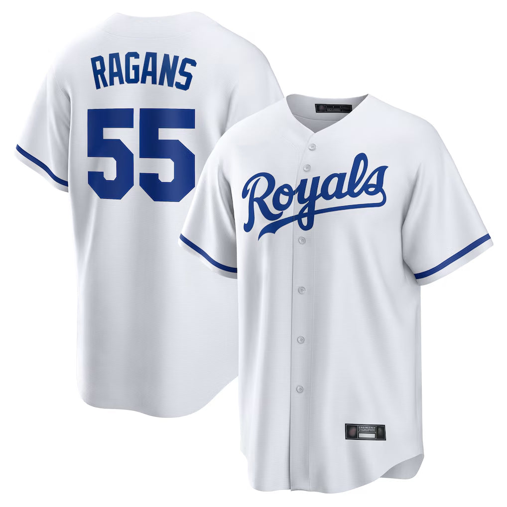 Pouc KC.Royals #55 Cole Ragans Player White Home Game Stitched Jerseys