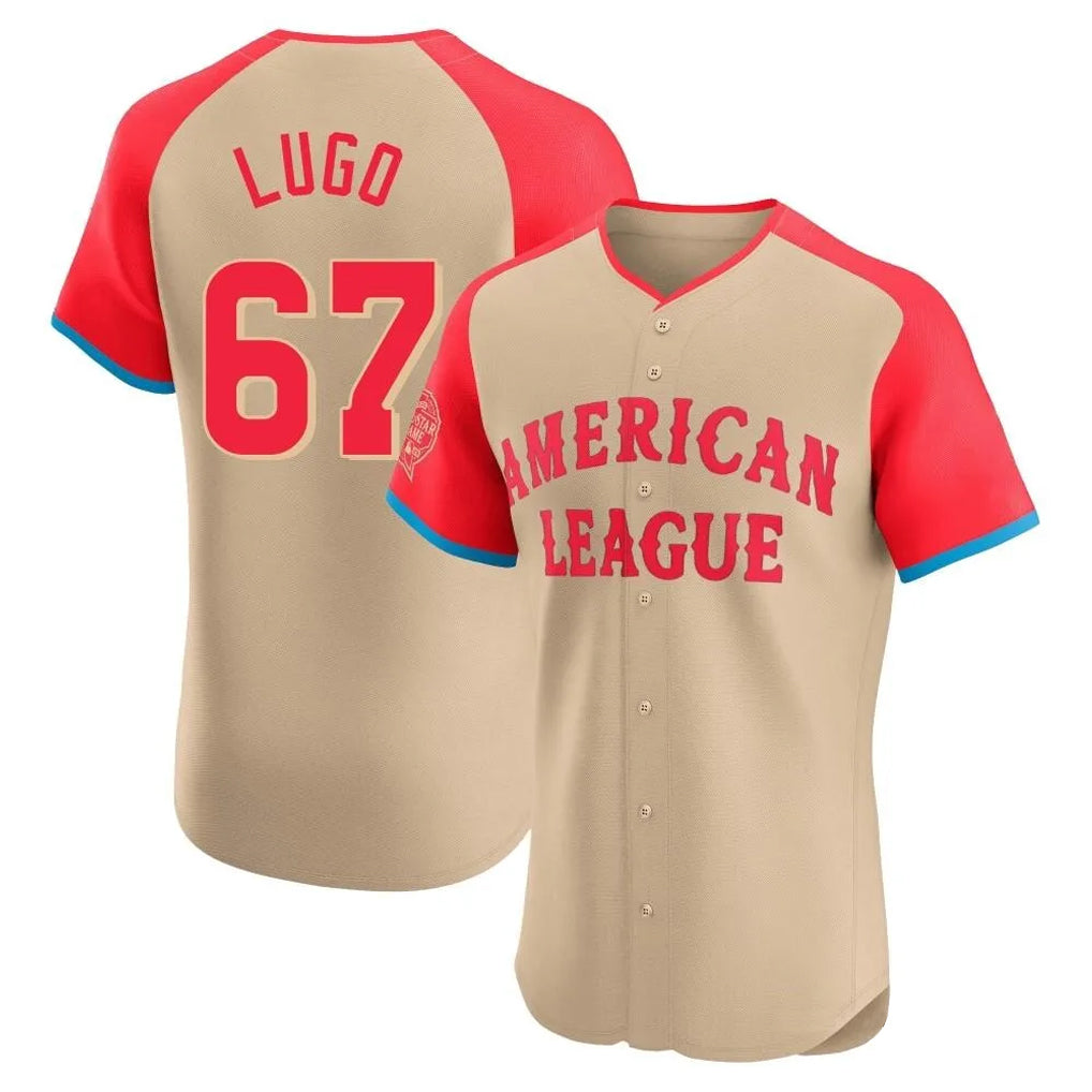 Pouc KC.Royals #67 Seth Lugo Player Cream American League All-Star Limited Elite Home Stitched Jerseys