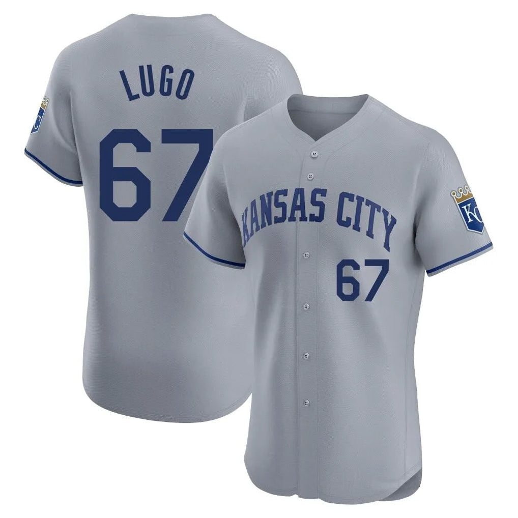 Pouc KC.Royals #67 Seth Lugo Player Gray Limited Elite Home Stitched Jerseys