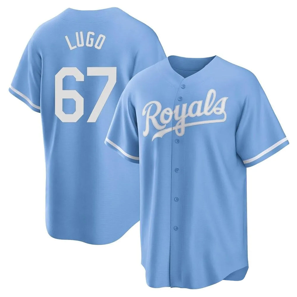 Pouc KC.Royals #67 Seth Lugo Player Light Blue Home Game Stitched Jerseys