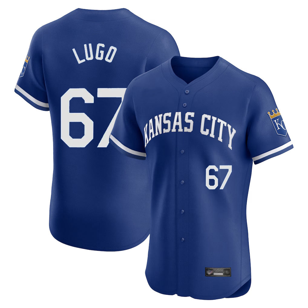 Pouc KC.Royals #67 Seth Lugo Player Royal Limited Elite Home Game Stitched Jerseys