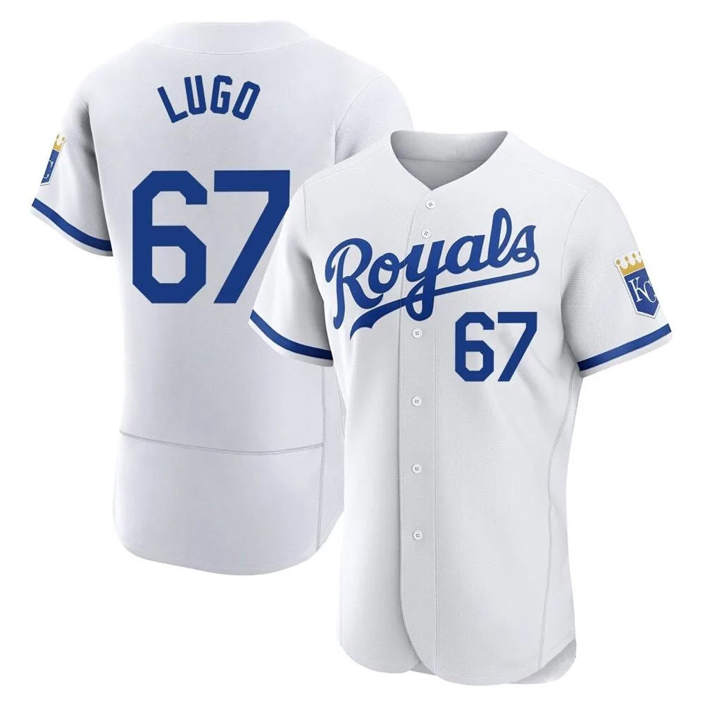Pouc KC.Royals #67 Seth Lugo Player White Limited Elite Home Game Stitched Jerseys