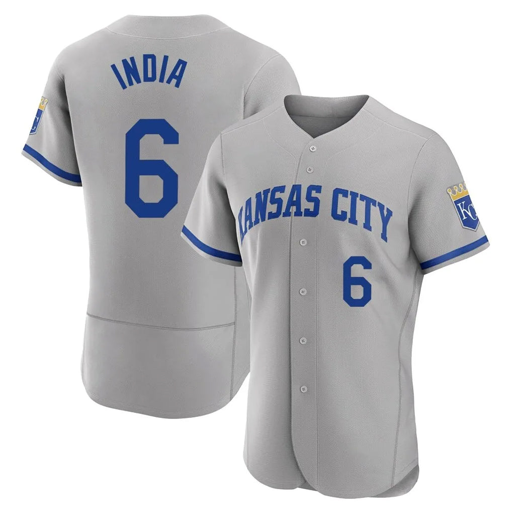 Pouc KC.Royals #6 Jonathan India Player Gray Limited Elite Home Game Stitched Jerseys