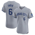 Pouc KC.Royals #6 Jonathan India Player Gray Limited Elite Home Stitched Jerseys
