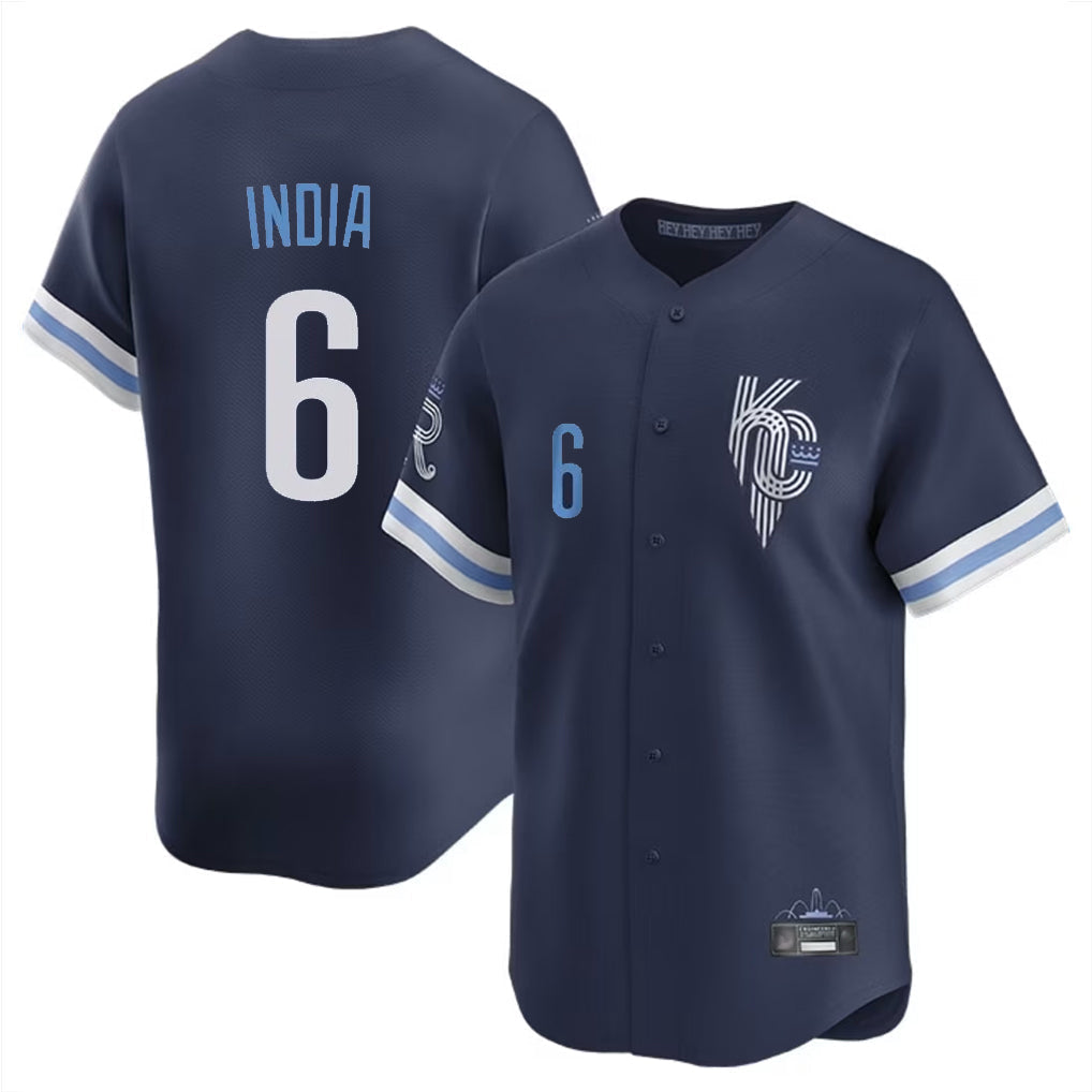Pouc KC.Royals #6 Jonathan India Player Navy City Connect Limited Home Stitched Jerseys