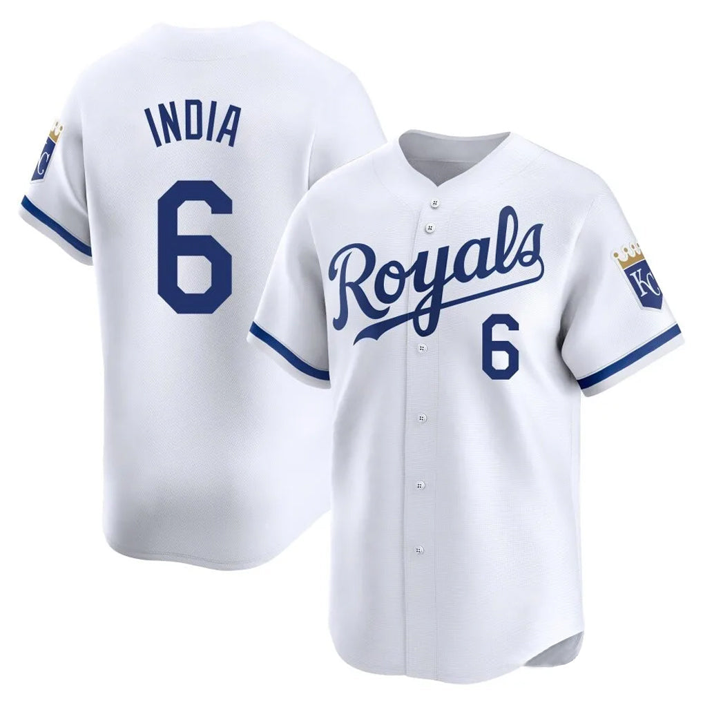 Pouc KC.Royals #6 Jonathan India Player White Alt Limited Home Stitched Jerseys