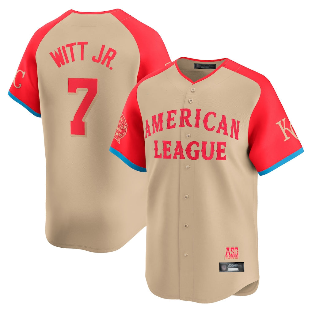 Pouc KC.Royals #7 Bobby Witt Jr. Player Cream American League All-Star Game Limited Home Stitched Jerseys