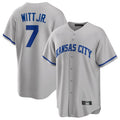 Pouc KC.Royals #7 Bobby Witt Jr. Player Gray Game Home Stitched Jerseys