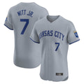 Pouc KC.Royals #7 Bobby Witt Jr. Player Gray Limited Elite Home Stitched Jerseys