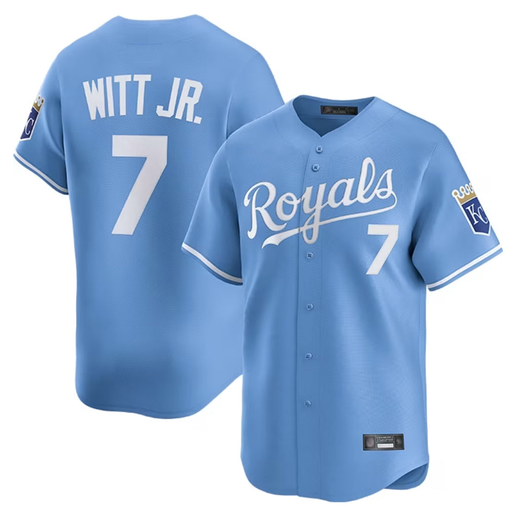 Pouc KC.Royals #7 Bobby Witt Jr. Player Light Blue Alt Limited Home Stitched Jerseys