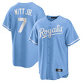 Pouc KC.Royals #7 Bobby Witt Jr. Player Light Blue Home Game Stitched Jerseys