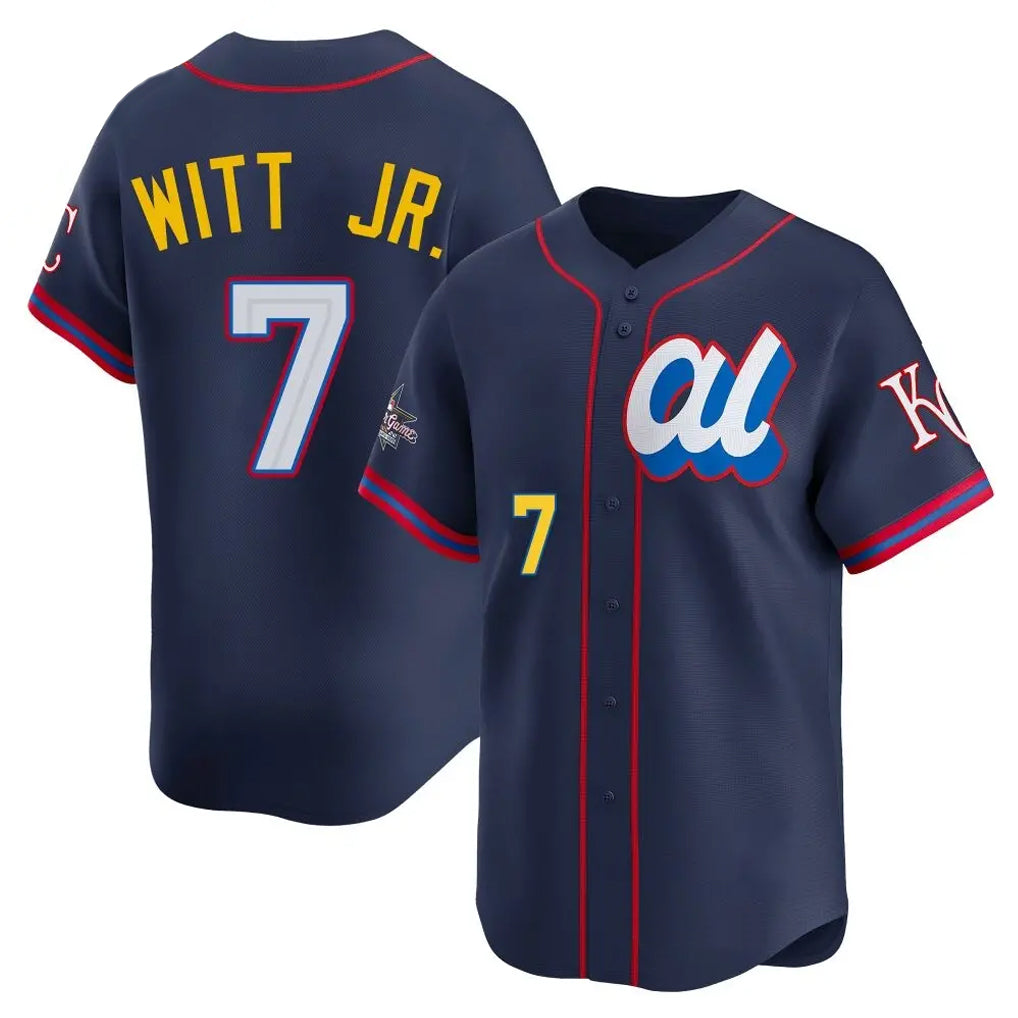 Pouc KC.Royals #7 Bobby Witt Jr. Player Navy Limited American League All-Star Edition Stitched Jerseys