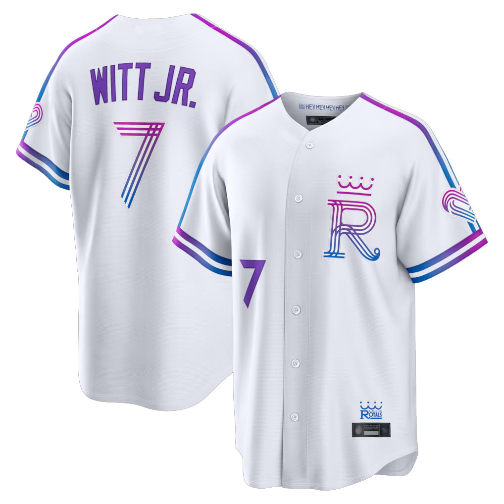 Pouc KC.Royals #7 Bobby Witt Jr. Player White 2026 City Connect Limited Home Stitched Jerseys