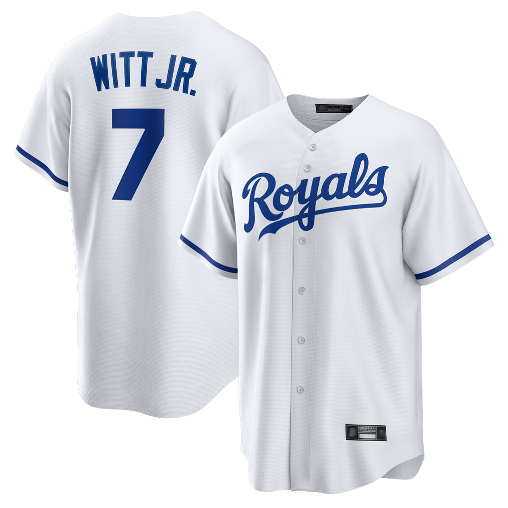 Pouc KC.Royals #7 Bobby Witt Jr. Player White Home Game Stitched Jerseys