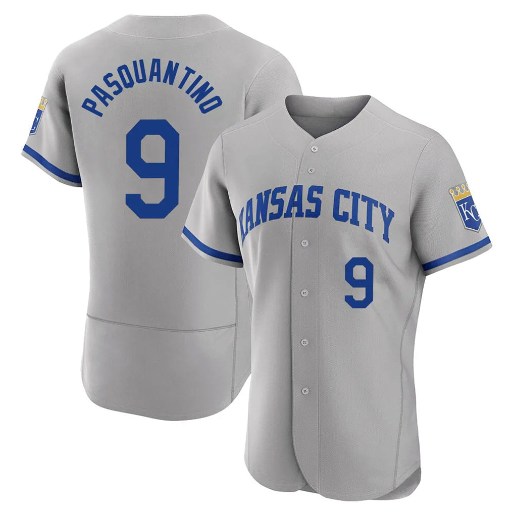 Pouc KC.Royals #9 Vinnie Pasquantino Player Gray Limited Elite Home Game Stitched Jerseys