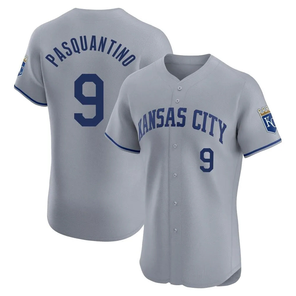 Pouc KC.Royals #9 Vinnie Pasquantino Player Gray Limited Elite Home Stitched Jerseys