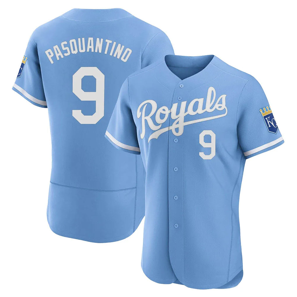 Pouc KC.Royals #9 Vinnie Pasquantino Player Light Blue Alt Limited Elite Home Stitched Jerseys