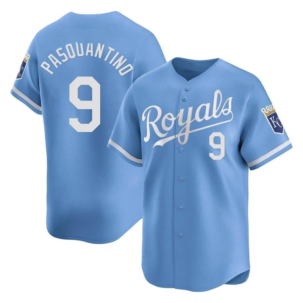 Pouc KC.Royals #9 Vinnie Pasquantino Player Light Blue Alt Limited Home Stitched Jerseys