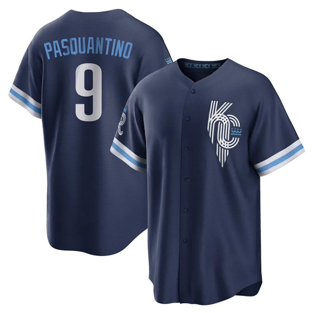 Pouc KC.Royals #9 Vinnie Pasquantino Player Navy City Connect Home Game Stitched Jerseys