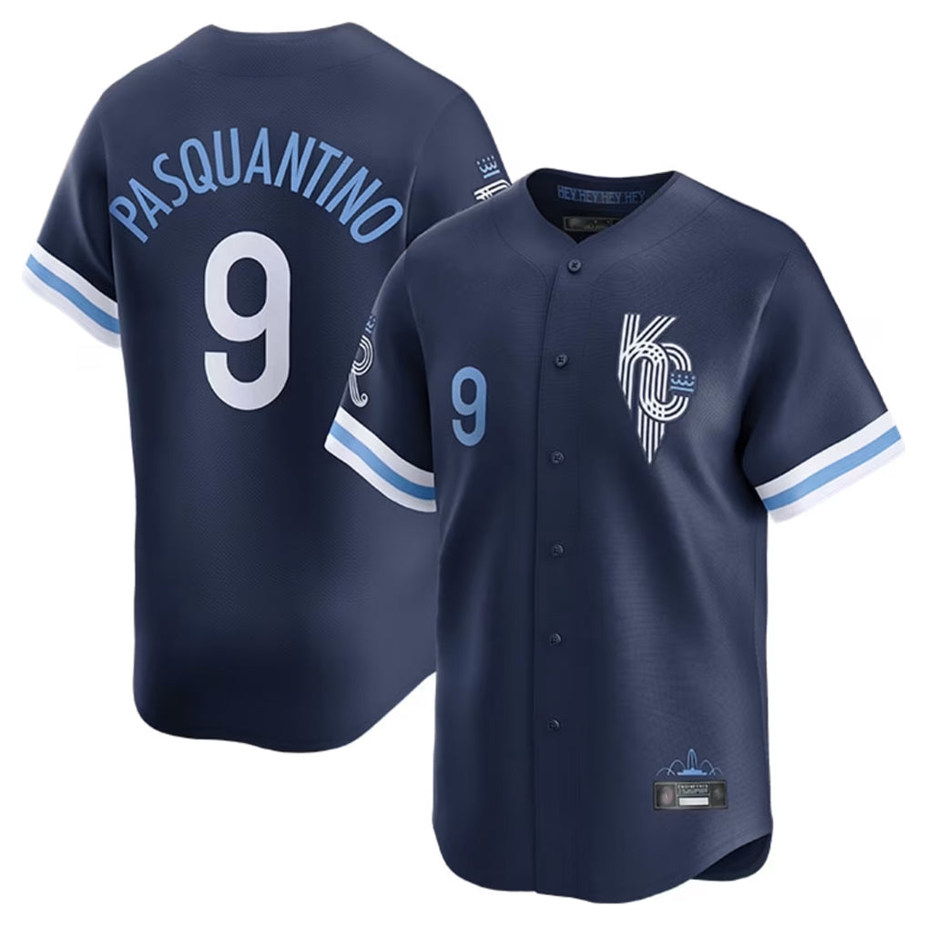 Pouc KC.Royals #9 Vinnie Pasquantino Player Navy City Connect Limited Home Stitched Jerseys