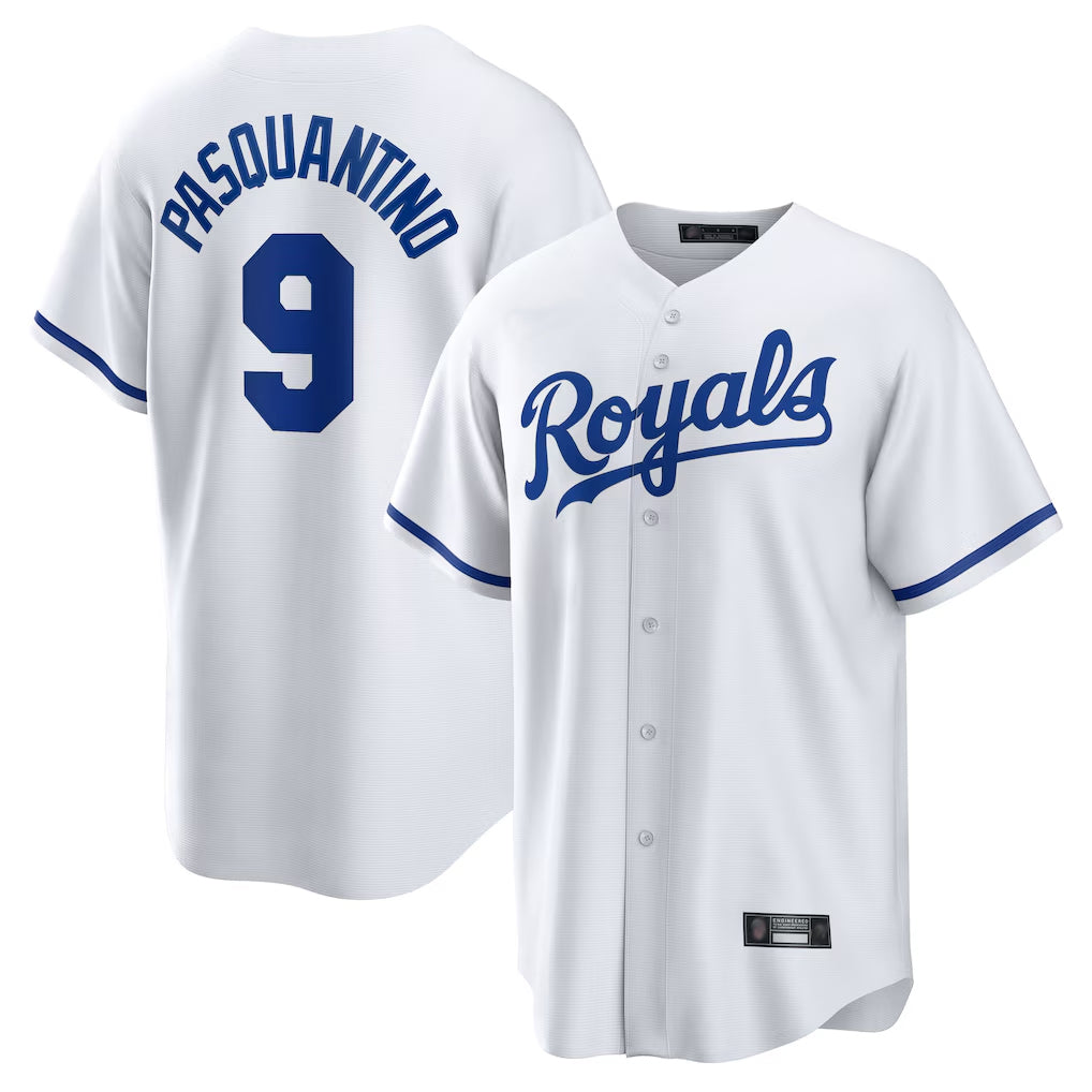 Pouc KC.Royals #9 Vinnie Pasquantino Player White Home Game Stitched Jerseys