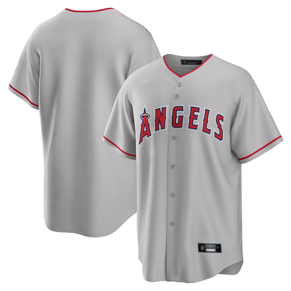 Pouc LA.Angels Gray Home Game Blank Player Stitched Jerseys